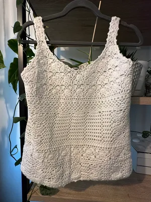 Crochet Tank Top White Size S petite thumbnail 1