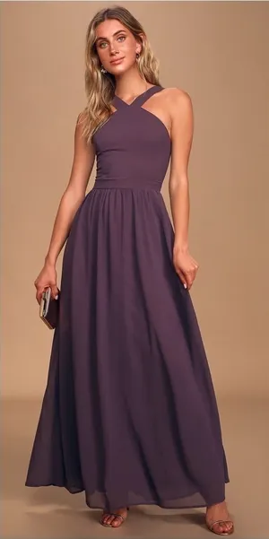 LULU’S Air Of Romance Dusty Purple Maxi Dress thumbnail 1