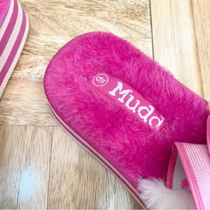 MUDD Stormy Fuchsia/White Fuzzy Elastic Slingback Slides Platform Slippers Sz 9 thumbnail 15