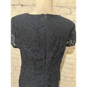Banana Republic Dress Navy Blue Short Sleeve Lace Zipper Back Size -12 thumbnail 5