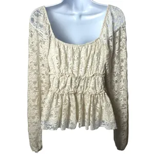 Altar's State Ivory Lace Sweetheart Babydoll Blouse Cottagecore Fairy Feminine S thumbnail 5