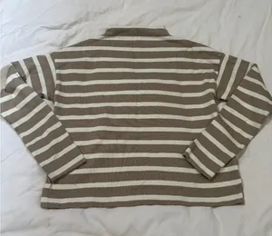 Haven Well Within Taupe Ivory Striped Mock Neck Sweater Size Small thumbnail 1