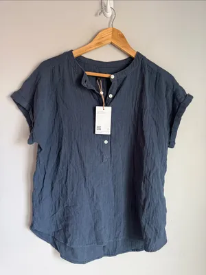 NEW Quince 100% Organic Cotton Gauze Roll Sleeve Shirt Small thumbnail 2