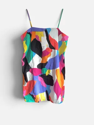 A New Day Linen-Blend Dress Womens L .Colorful Abstract Mini Shift Mod Artsy thumbnail 4