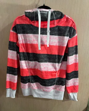 Women’s Empyre Striped Hooded Sweatshirt - Red, Black & White Size Small thumbnail 1