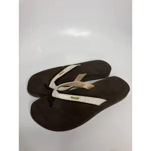 Reef Flip Flops Women 11 Brown Excellent Metallic Snakeskin Cushion Sandals thumbnail 4