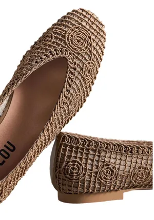 Bibi Lou Macramé Ballet‎ Flats size 37 Tan thumbnail 1