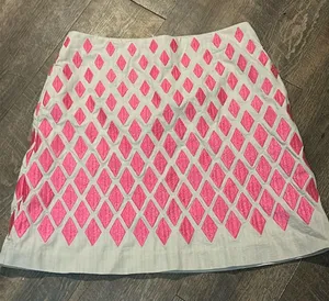 Boden Pink Embroidered Diamond Mini Skirt Stone Geometric US 6P Petite‎ thumbnail 1