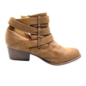 Coconuts by Matisse Steampunk Ankle Booties Size 7.5 Buckle Boots Block Heel Light Brown Western thumbnail 5