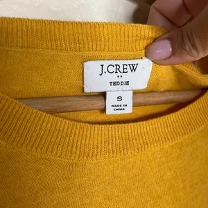J. Crew Cotton Teddie Sweater Mustard Yellow Crewneck L1561 Womens Small thumbnail 2
