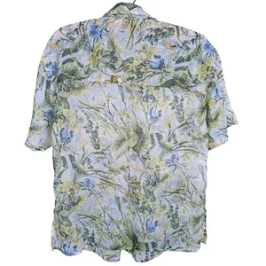 Abercrombie Womens Sheer Floral Button Up Shirt Size XS Green Resort Tropical thumbnail 3