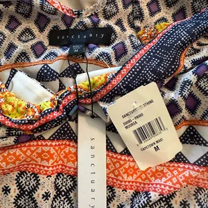 Sanctuary nwt medium dress lined to knee adjustable strap Aztec chevron polyest thumbnail 4