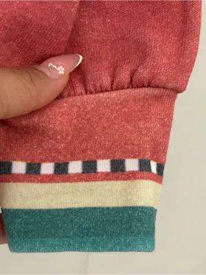 Aviator Nation Tulum Bolt Stitch Serape Sweatshirt Medium Pink Western Pullover thumbnail 7