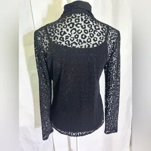 Rock & Republic Black Animal Print Sheer Blouse thumbnail 2
