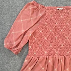 Cato Dusty Rose Off the Shoulder 3/4 Sleeve Blouse Women's Large Smocked thumbnail 2