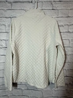 J. Crew Cream Quilted Turtleneck Pullover Large thumbnail 2