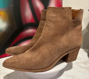Franco Sarto Brown Suede Pointed Toe Ankle Booties Size 8.5 thumbnail 1