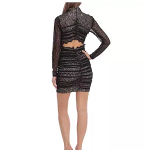 Avec Les Filles RUCHED LACE CUTOUT BACK MINIDRESS IN BLACK Size Small NWT thumbnail 2