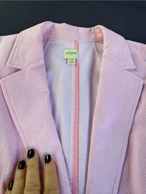 J. Crew Pink & White Striped Single-Button Cotton-Blend Blazer size 12 thumbnail 7