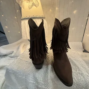Roper Dark Brown Fringe Ankle Boots Size 6 thumbnail 4