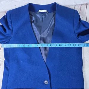 Hyde Point Petite Womens‎ Blue 100% Wool Collarless Single Button Blazer Size 6P thumbnail 8