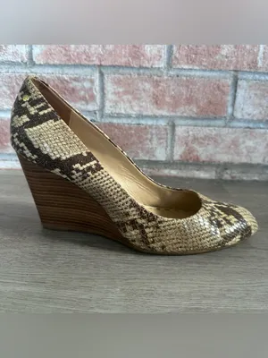 Coach Snakeskin Wedges Heels Loise Women’s 8.5 Tan Y2K Bratz 8 1/2 Animal Print thumbnail 3