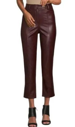 LBLC THE LABEL Jen Faux Leather Cropped Pants in Elderberry burgundy sz M thumbnail 1