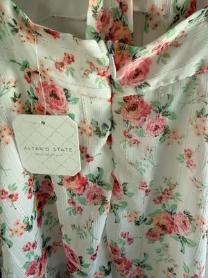 Altar'd State White Midi Dress with Pink Floral Print thumbnail 4