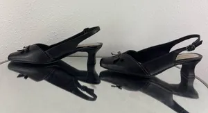 EASY STREET Y2K Black Faux Leather Edgy Bow Slingback Slip On Block Kitten Heels thumbnail 8
