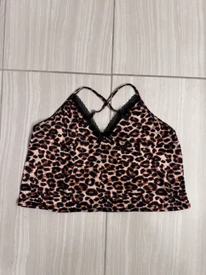 SHEIN Animal Print Camisole with Lace Trim thumbnail 3