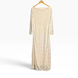 SHEIN 1XL Ivory Lace Long Sleeve Maxi Dress Romantic Boho thumbnail 4