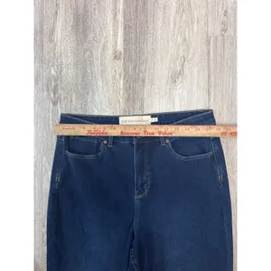 Soft Surroundings‎ Womens High Rise Flare Leg Jeans Dark Wash Blue Size 10 thumbnail 5