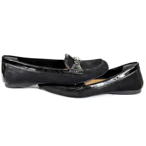 Coach Fonda A2934 Loafers 10B Black Suede Patent Leather Logo Driving Loafers thumbnail 4
