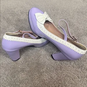 Women’s Purple Chunky Heel Mary Jane Pumps Cute Bow Round Toe Size 8 NEW thumbnail 9