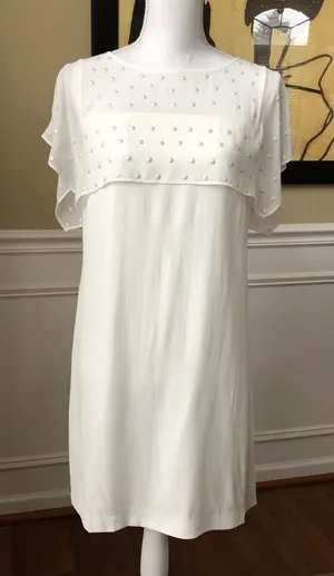 Zara Woman Flutter Sleeve Stud Dot Caplet Dress S thumbnail 1