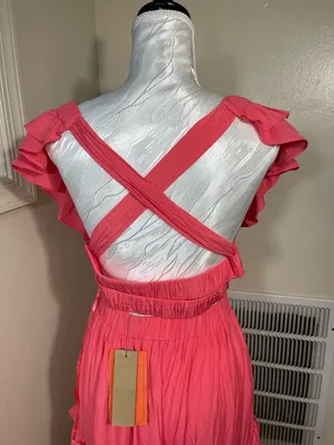 DO+BE “Let it Flow” Ruffle Maxi High Low Dress pink vacation holiday dress thumbnail 7