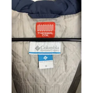 Columbia Navy Fur Hooded Puffer Jacket Coat Medium Thermal Coil thumbnail 4