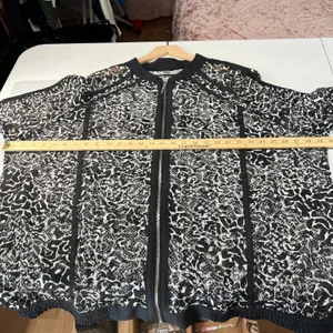 Avenue Sheer Bomber Jacket Womens 26/28 (3X) Black White Leopard Print Full Zip thumbnail 14