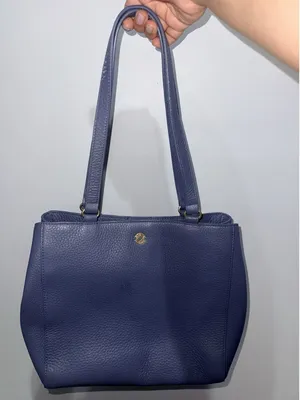 Dagne Dover Allyn Tote Ash Blue Pebbled Leather Medium‎ Laptop Shoulder Bag E thumbnail 1