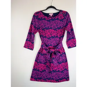 Lilly Pulitzer Womens Dress Pink Jonah Jacquard Mini Waist Tie Resort Medium thumbnail 5