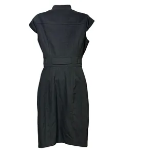Calvin Klein Womens Charcoal Grey Button Front Belted Cap Sleeve Shirt Dress 4 thumbnail 4