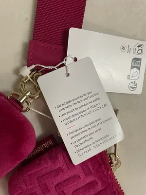 Lululemon NWT Dual Pouch Wristlet Keychain Strap L Monogram Velvet Pink thumbnail 6