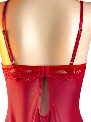 Sexy Red Lace Babydoll Lingerie Set Sheer Chemise Nightwear Sleepwear Women thumbnail 4