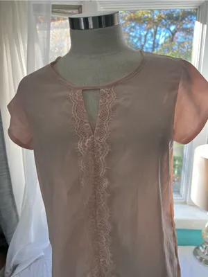 Japna Soft Pink Lace-Front Cap Sleeve Blouse thumbnail 4