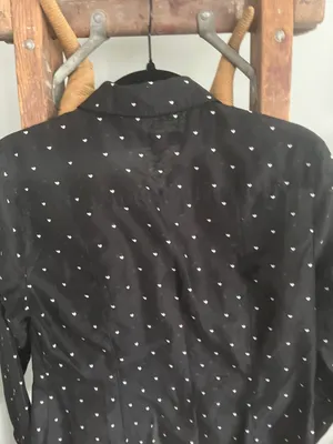 Loft Size XS Black With White Hearts Long Sleeve Shirt thumbnail 7