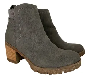 Korks 7M Gray Heeled Ankle Boots Comfy Elastic Panel Block Heel Booties‎ Size 7 thumbnail 1