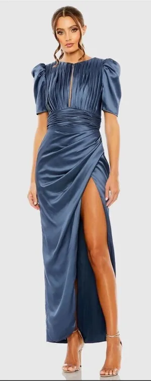 Mac Duggal 27014 PUFF SLEEVE PLEATED BODICE DRAPED GOWN 8 Runs Small thumbnail 1