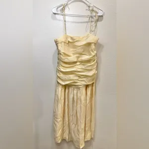 Zara ZW‎ Collection Drape Midi Yellow Dress Size L thumbnail 2