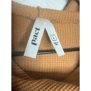 PACT Women's L Organic Cotton Pullover Lite Waffle Hoodie Knit Sweater Camel thumbnail 7
