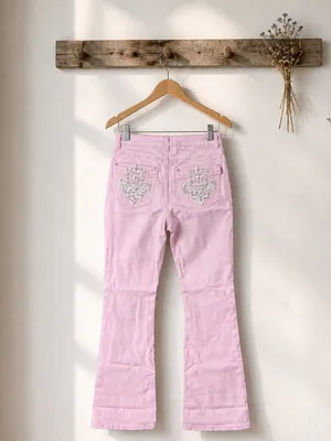 High-Rise Pink Wide-Leg Jeans for Women thumbnail 4